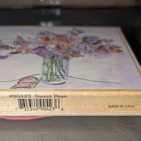 Stamps Happen Rubber Wood Mounted Patricia Giggs Sweet Peas Vase Flowers Stamp - Picture 2 of 6